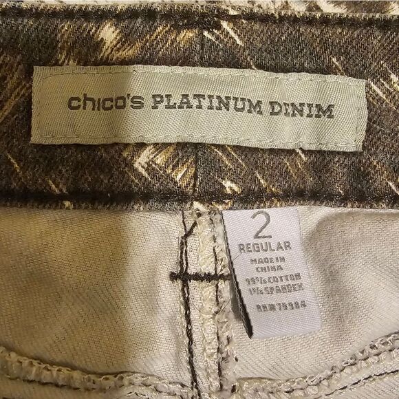 Chico's Brown and Cream Patterned Jeans - Picture 9 of 9